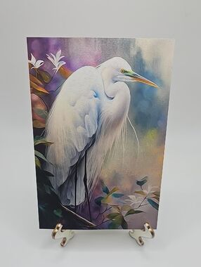 4x6 Colorful Vibrant Egret Fantasy Art Print‎